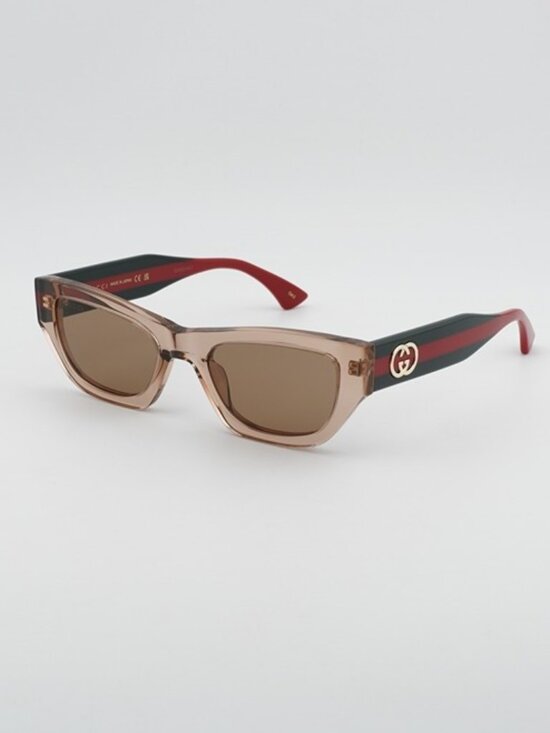 Gucci GG2116S 004 Sunglasses Transparent Brown Cat Eye Frame, Brown Lenses main image 11